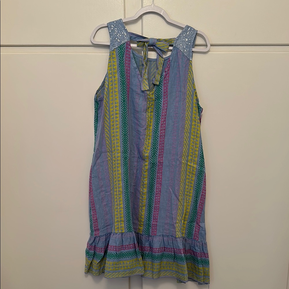 NWT Linen Colorful Striped and Sequin Mini Dress Bellambra - Picture 6 of 6